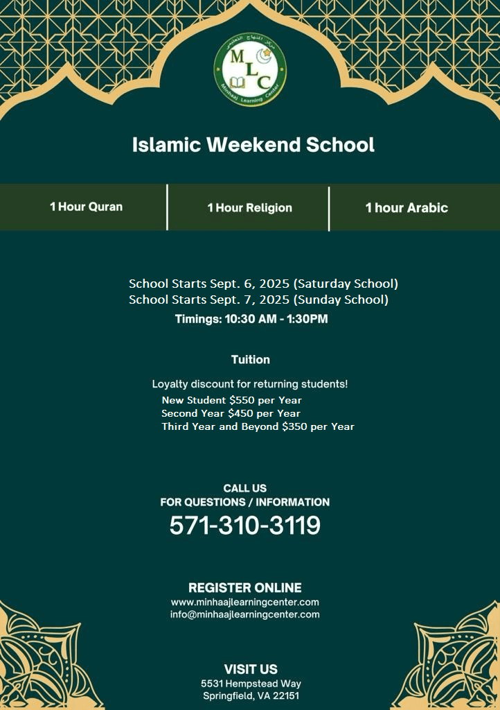 Weekend School Flyer with Information